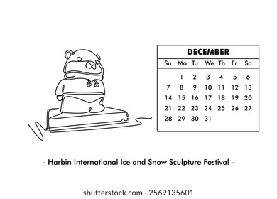  2025 Calendar Concept. Single line draw design. Full length animation illustration. High quality 4k footage.