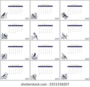 2025 Calendar Design with Birds