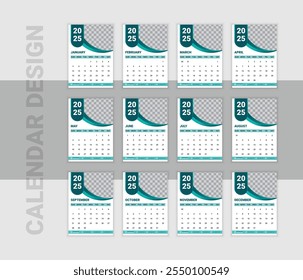 Diseño de Calendario 2025 Diseño y Plantilla tamaño a4