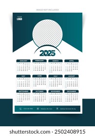 Plantilla de diseño de calendario 2025 con hermoso fondo