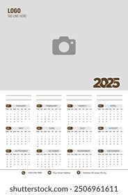 2025 Calendar Design, Wall Calendar Template, A4 Size, with 1.25 Bleed, Easy to Place Image 