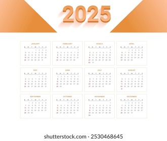 2025 Calendar editable vector design