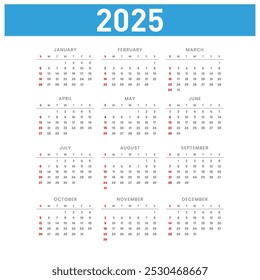 2025 Kalender editierbares Vektordesign