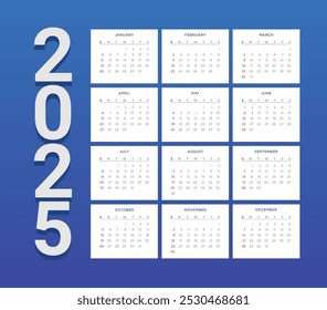 2025 Calendar editable vector design