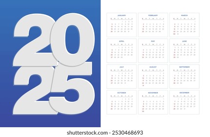 2025 Calendar editable vector design