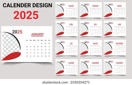 2025 calendar in English language.