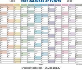 2025 CALENDAR OF EVENTS WALL BOARD