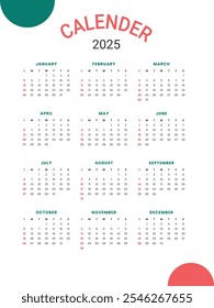 El calendario 2025 tiene 365 días, comenzando el miércoles 1 de enero y terminando el miércoles 31 de diciembre. No es un año bisiesto, por lo que febrero tiene 28 días. 