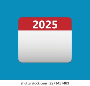 2025 calendar icon. 2025 calendar Date Month icon. Isolated on blue background