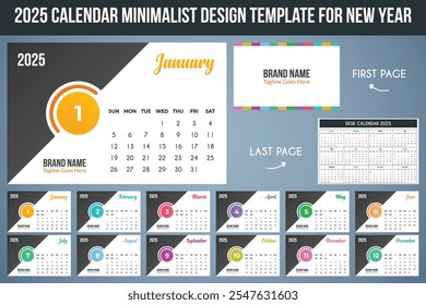 2025 Calendar Minimalist Design Template For New Year