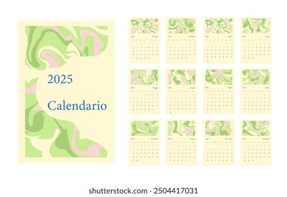 2025 calendar minimalist in Italian language. Week start on Monday. Vector graphic.
