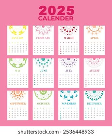 Calendário 2025 - Páginas Mensais com Layouts Separados para Cada Mês