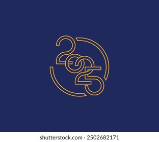 2025 calendar
2025 new year illustration simple linear on a dark blue background