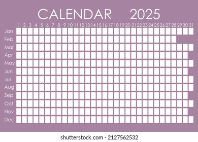 Kalenderplaner 2025 С Corporate Design-Woche. Einzeln auf Farbhintergrund. Mondkalender. Platz für Aufkleber.