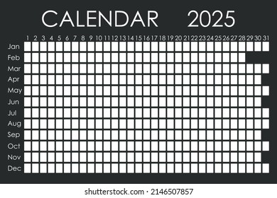 2025 calendar planner. Сorporate design week. Isolated on color background. Moon calendar. Place for stickers.