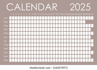 Planificador del calendario 2025. С semana de diseño corporativo. Aislado en el fondo del color. Calendario de la luna. Lugar para pegatinas.