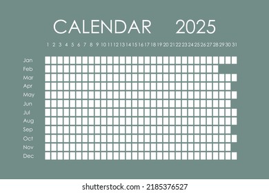 Planificador del calendario 2025. С semana de diseño corporativo. Aislado en el fondo del color. Calendario de la luna. Lugar para pegatinas.