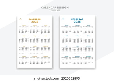 2025 calendar set design modern creative template