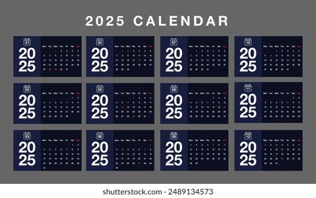 2025 calendar , simply elegant , 2025  calendar in dark mode 