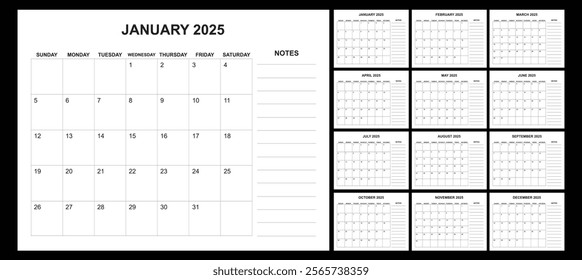 2025 calendar sunday start, yearly planner