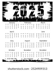Plantilla de Calendario 2025 Creativa. Diseño 