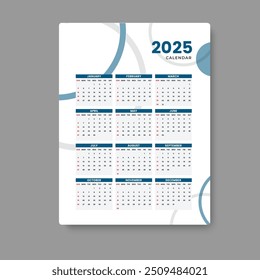 vetor de design de modelo de calendário 2025 eps 10