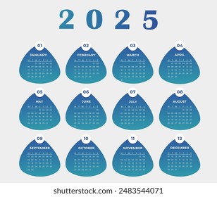 2025 Calendar Template, 2025 Calendar, Calendar 2025, Calendar Design, 2025, Yearly Planner with all Months