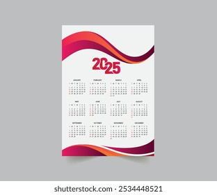 2025 Calendar Template, 2025 wall calendar design abstract template design for 2025 new year.