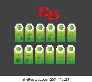 2025 Calendar Template, 2025 wall calendar design abstract template design for 2025 new year.