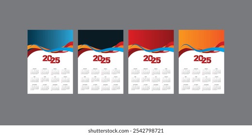 2025 Calendar Template, 2025 wall calendar design abstract template design for 2025 new year.