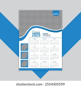 2025 Calendar Template, 2025 wall calendar design abstract template design