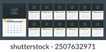 2025 Calendar template, week starts on Sunday, a3 size, place for your photo, vector eps10 illustration