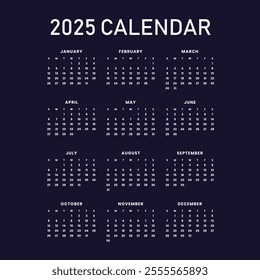 2025 Calendar Vector Artwork Design