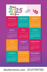 2025 Calendar Vector Illustration Template 