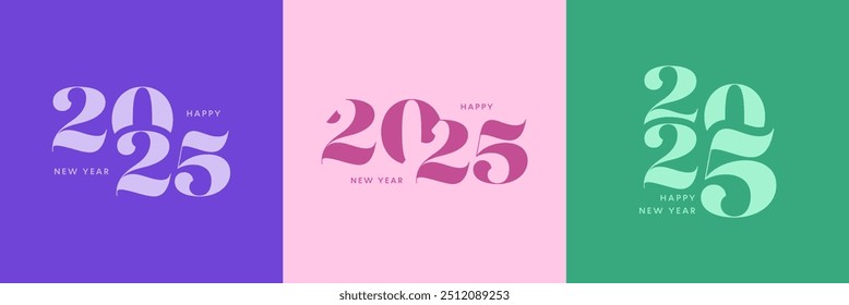 2025 card design. Colorful New Year logo set