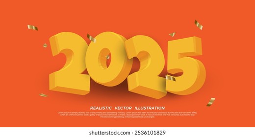 Icono de estilo de dibujos animados 2025, adecuado para Feliz Año Nuevo y Feliz Navidades tarjetas de felicitación con diseño de número atrevido Ilustración vectorial de representación 3D