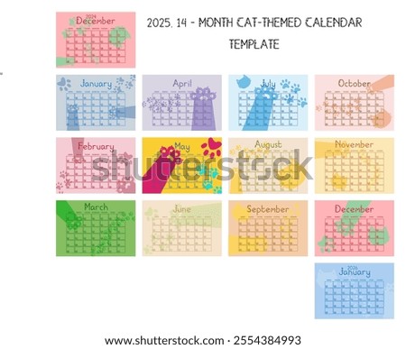 2025 Cat Themed Calender Template
