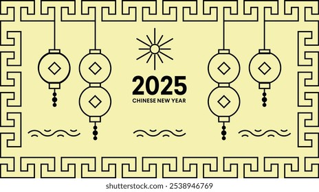 2025 Chino Feliz Año Nuevo Ilustración vectorial de cultura asiática