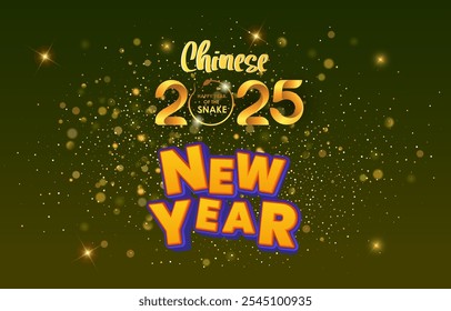 2025 chinese happy new year template banner with modern 3d text effect and beautiful sparkle luxury shiny ornament abstract gradient green background design 72
