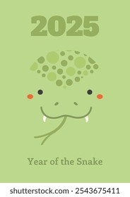 2025 Chinese Lunar New Year cute cartoon snake face. Flat style vector illustration. Asian zodiac sign, astrology symbol. Design concept CNY, Seollal, Tet holiday card, banner, poster, decor element