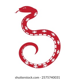 2025 Chinese lunar New Year snake reptiles for Asian holiday decoration, vector icons. Red snakes in twirl circle with ornament for 2025 year calendar and Chinese New Year