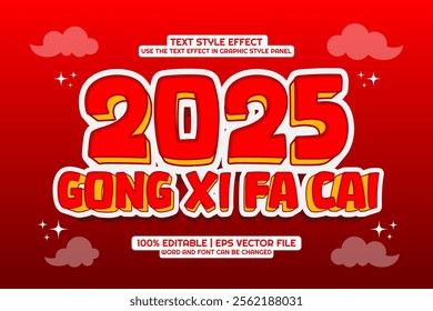 2025 Chinese New Year Editable text effect cartoon style