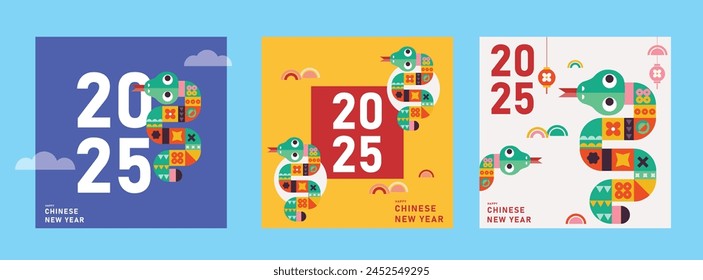 2025 chinese new year, Happy Chinese New Year beautiful modern set, 2025 Year of the Snake
