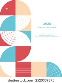 2025 Chinese new year illustration template with snake. 