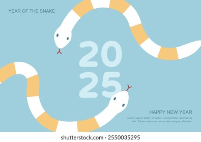 2025 Chinese new year illustration template with snake. 
