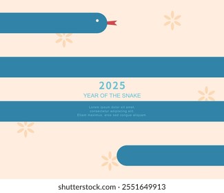 2025 Chinese new year illustration template with snake. 