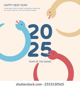 2025 Chinese new year illustration template with snake. 