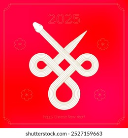 2025 Chinese New Year Luxury Card Template. Year of the Snake Designs with Golden Snake and linear lanterns. Red and Gold Minimal Geometric design for Lunar New Year Posts, Flyers, Posters. Vector