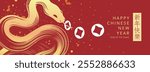 2025 Chinese new year, year of the snake banner template design with modern line art style snakes on red background. Chinese translation : Happy new year