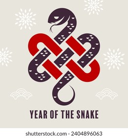 2025 Chinese new year, year of the snake . chinese zodiac snake in geometric flat modern style. ( Translation : happy new year 2025 year of the snake )
